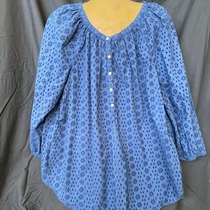 Like New Chaps Blue Eyelet Blouse XL